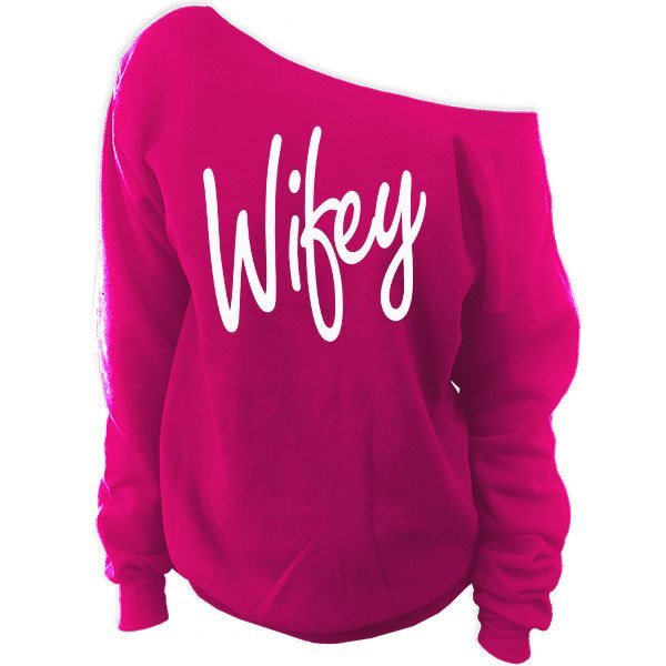 Wifey Off-The-Shoulder Oversized Slouchy Sweatshirt – SenseOfCustom