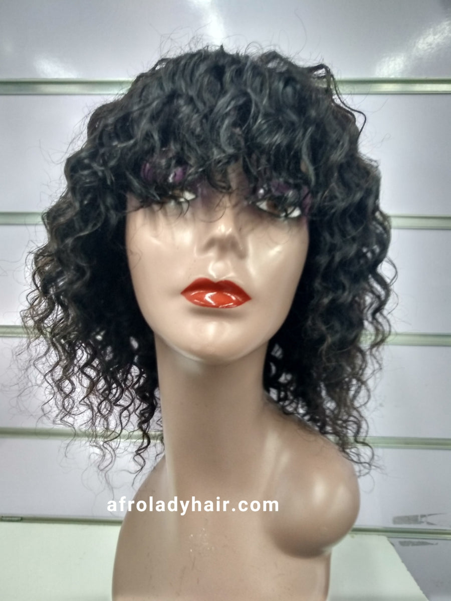 12A BRAZILIAN HAIR DEEP CURL FRINGE WIG NATURAL COLOR 10" – Afrolady Hair