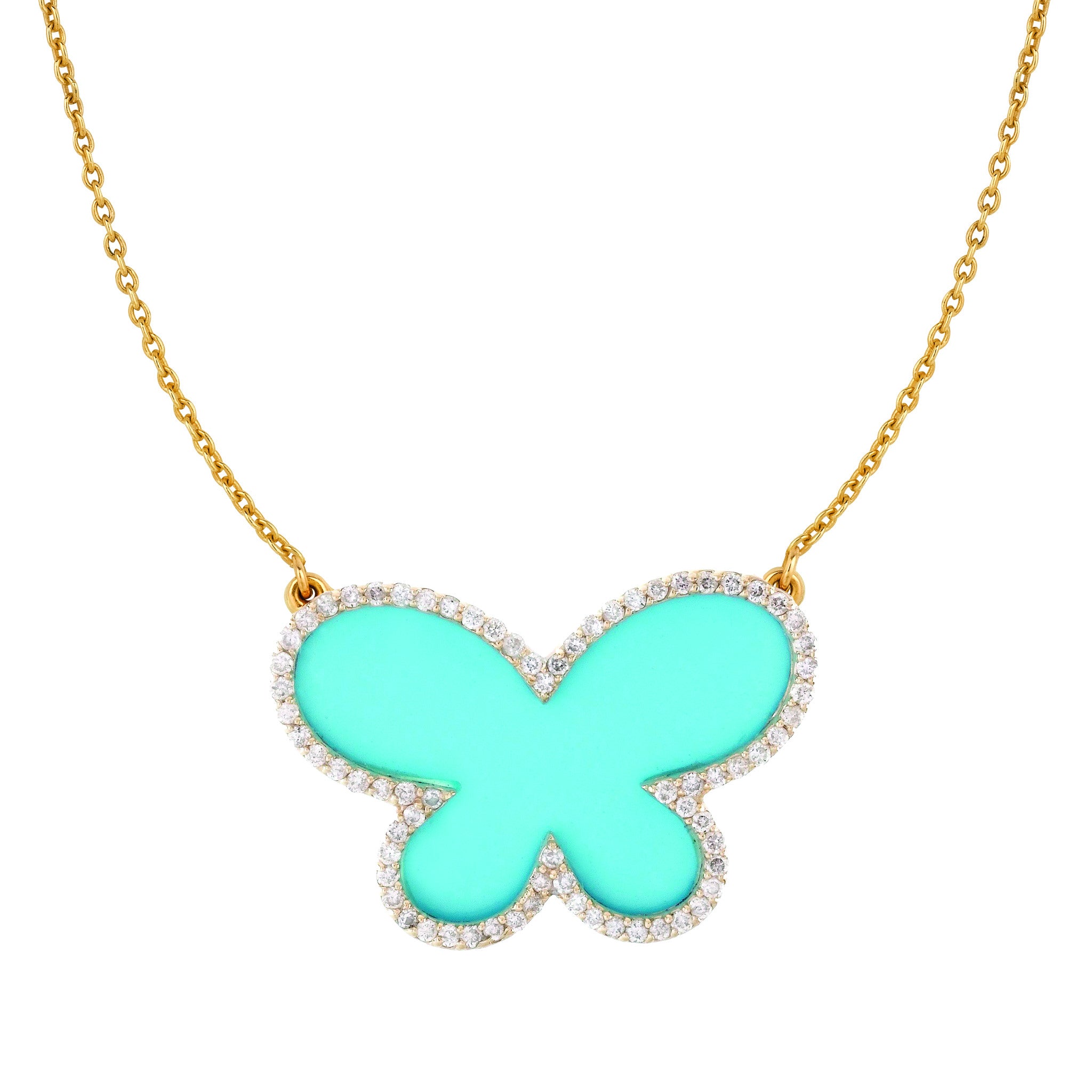 Large Diamond with Turquoise Butterfly 