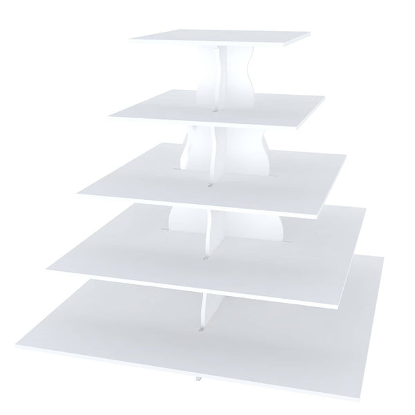 The Smart Baker - Adjustable, Reusable 5 Tier Round Cupcake & Dessert Tower  Display Stand, White - Holds up to 90+ Cupcakes