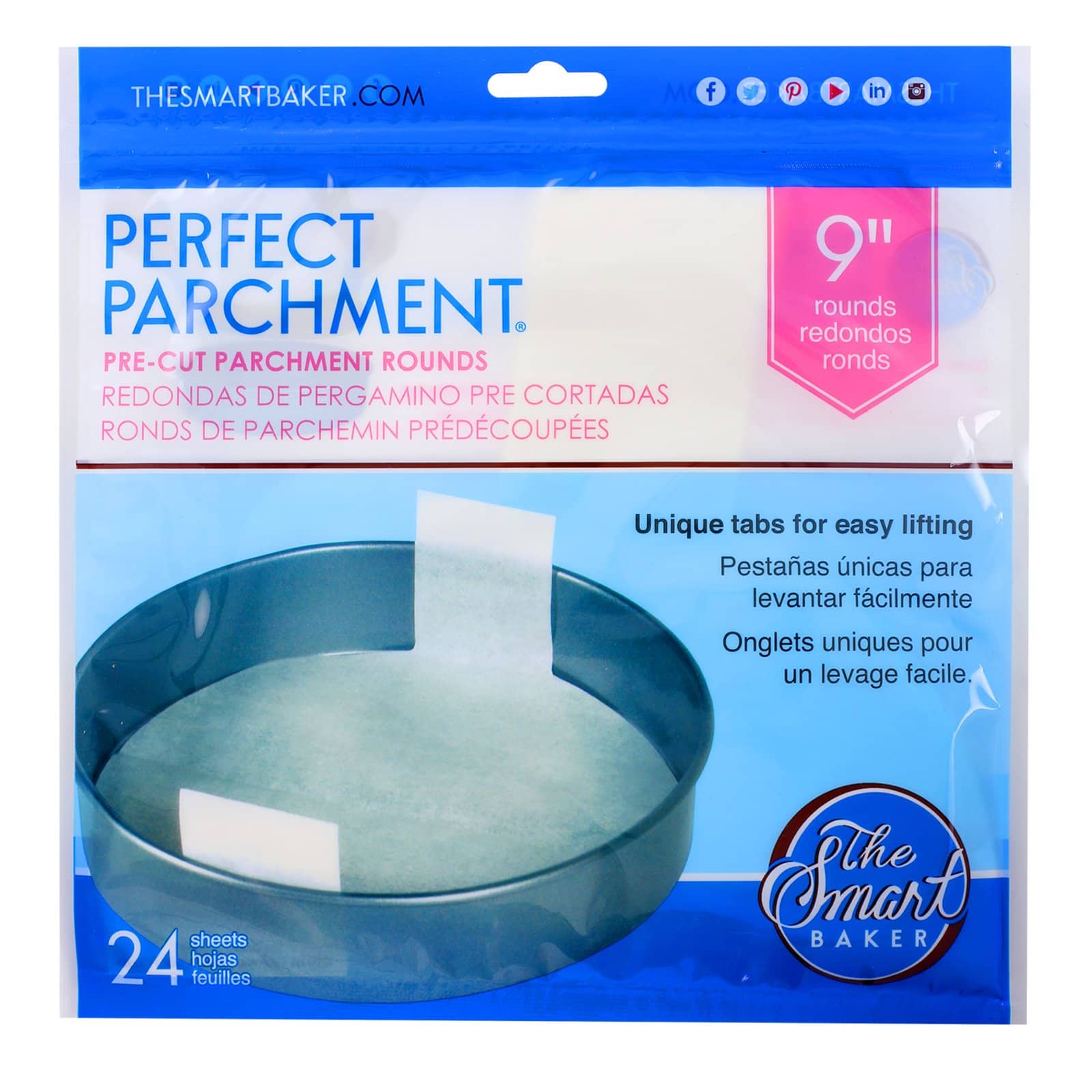 Parchment Paper Rounds with Lift Tabs (White, 8 In, 100-Pack