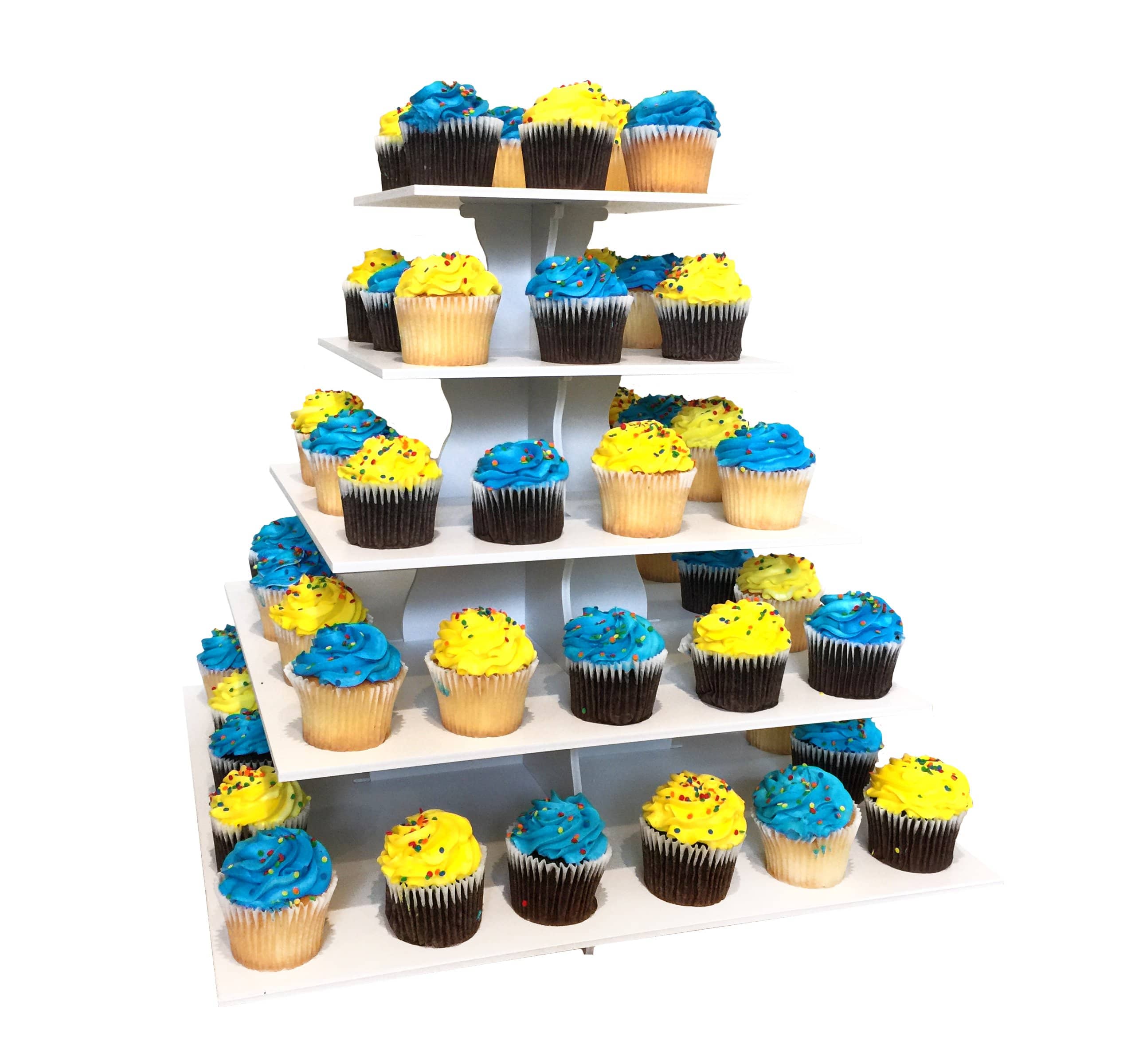 The Smart Baker New Quick and Easy 2 in 1 Round Cupcake Tower Stand - Reusable As 3 or 5 Tier Cupcake Stand - Holds 90+ Cupcakes