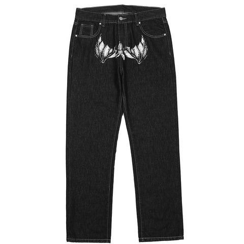 Retro Bat Print Jeans – COLDLINE CLOTHING