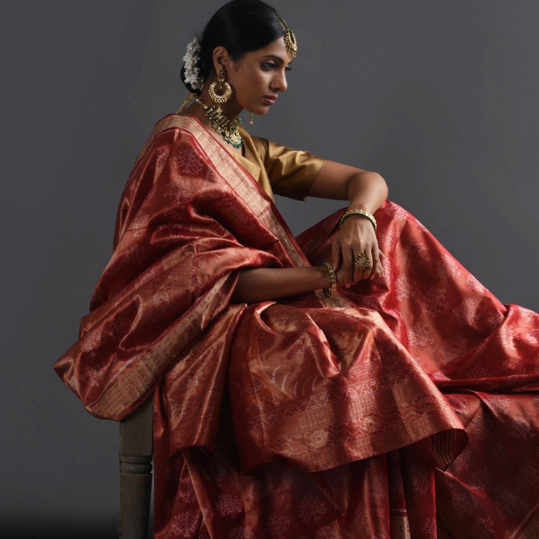 IKAT Masterpiece Handloom Handwoven Silk Saree | Vrikshdesigns