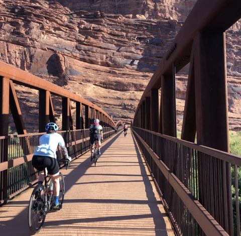 e bikes on national park bridge in Utah