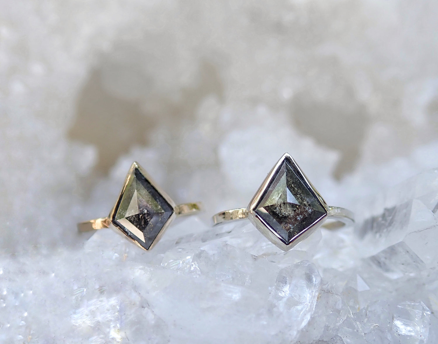 Kite • Salt and Pepper Custom Diamond Ring - mossNstone