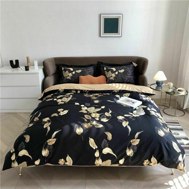 Black Floral Bedding Set, Floral Bedding Set