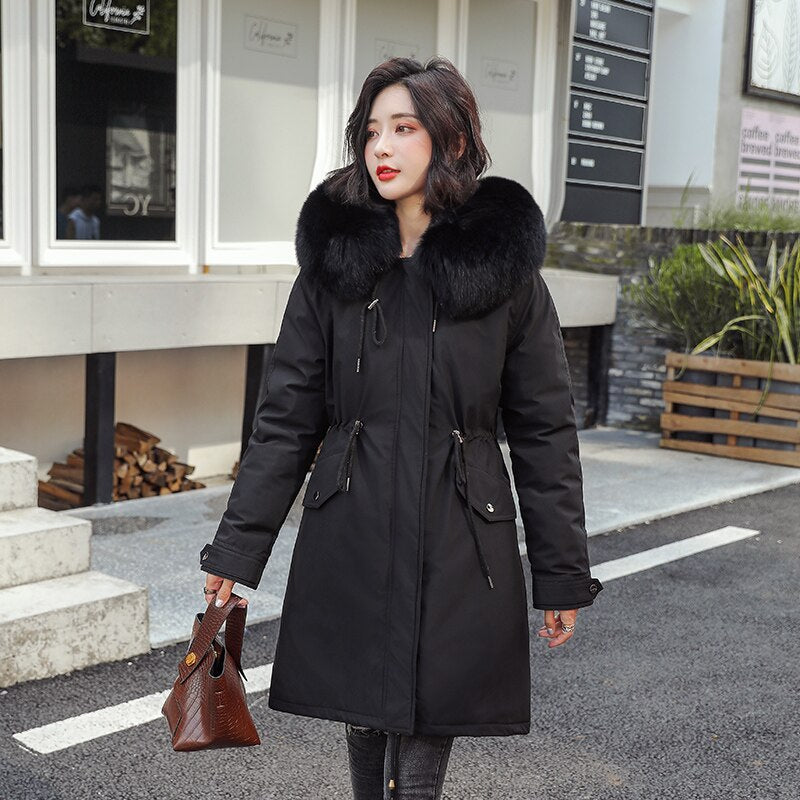 New Women Long Coat Autumn Winter Warm Velvet Thicken Faux Fur Coats P ...