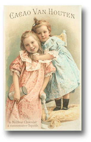 Van Houten Cocoa vintage ad with two little girls for ROyal Heir Botanicals