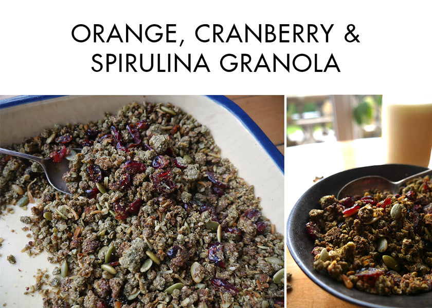 Orange, Cranberry and Spirulina Granola