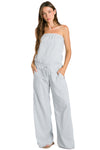 Strapless Drawstring Cotton Jumpsuit