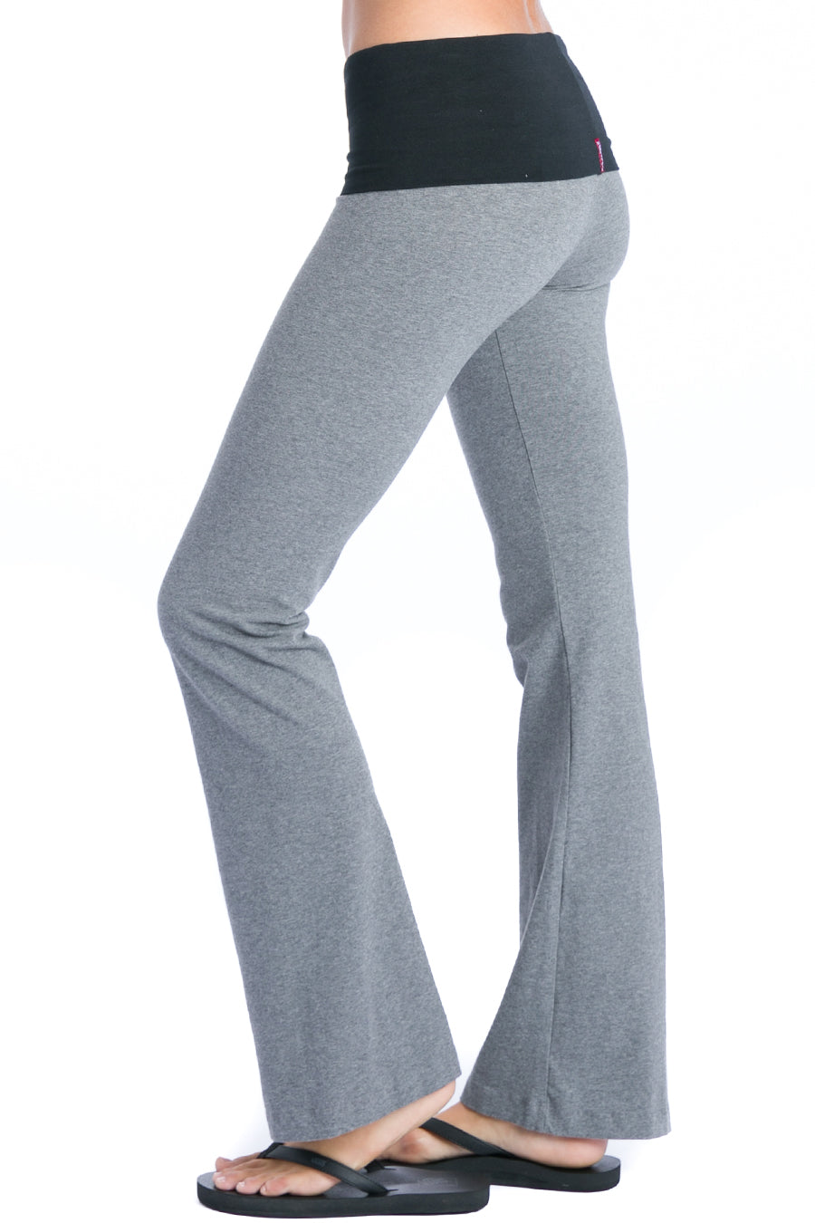 Hard Tail Forever Contour Rolldown Bootleg Flare Pants - Charcoal Heather Gray-Black - XS