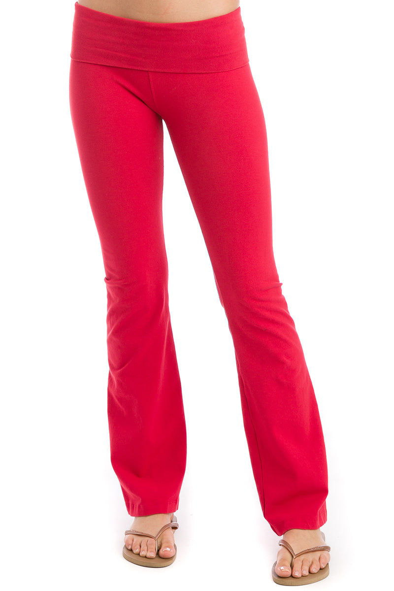 Hard Tail Rolldown Bootleg Flare Pants in Cotton Spandex
