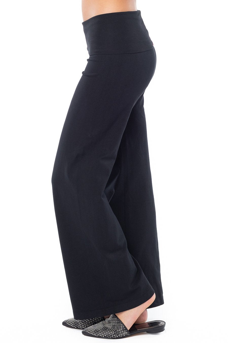 Hard Tail Forever Contour Rolldown Wide Leg Pants - Black - M