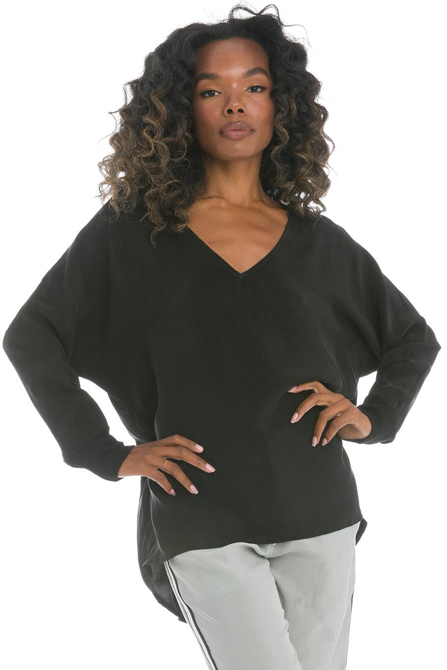 Hard Tail Forever Long Sleeve V-Neck Pullover - Black - L - 2024