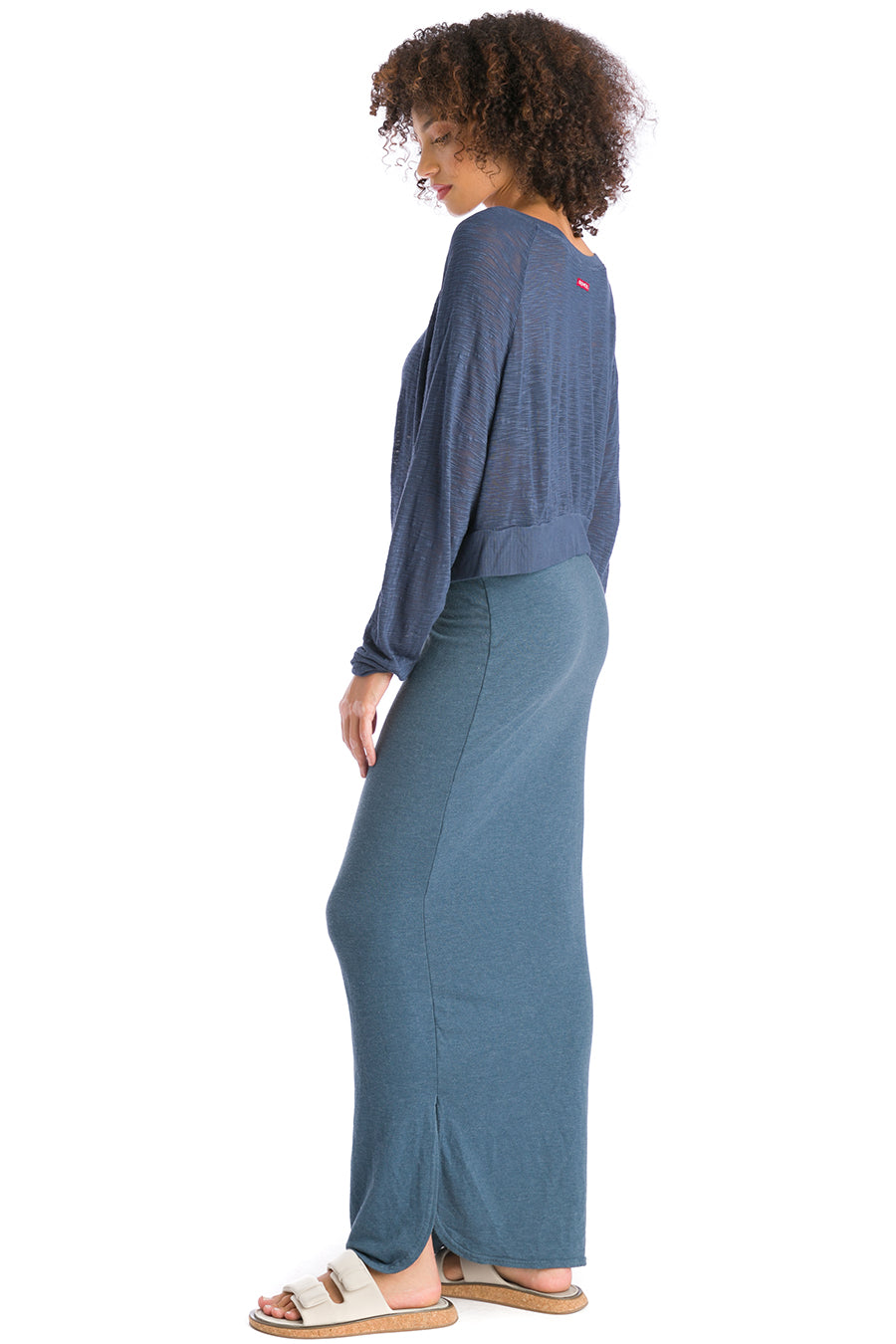 Hard Tail Forever Butter Terry Shirttail Maxi Skirt - Steel Blue