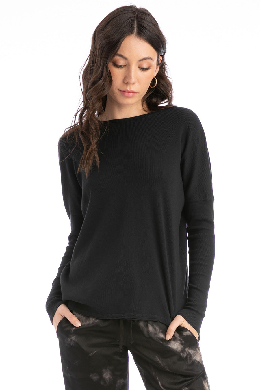 Hard Tail Forever Ribbed Long Sleeve Float Hem Crew T-Shirt