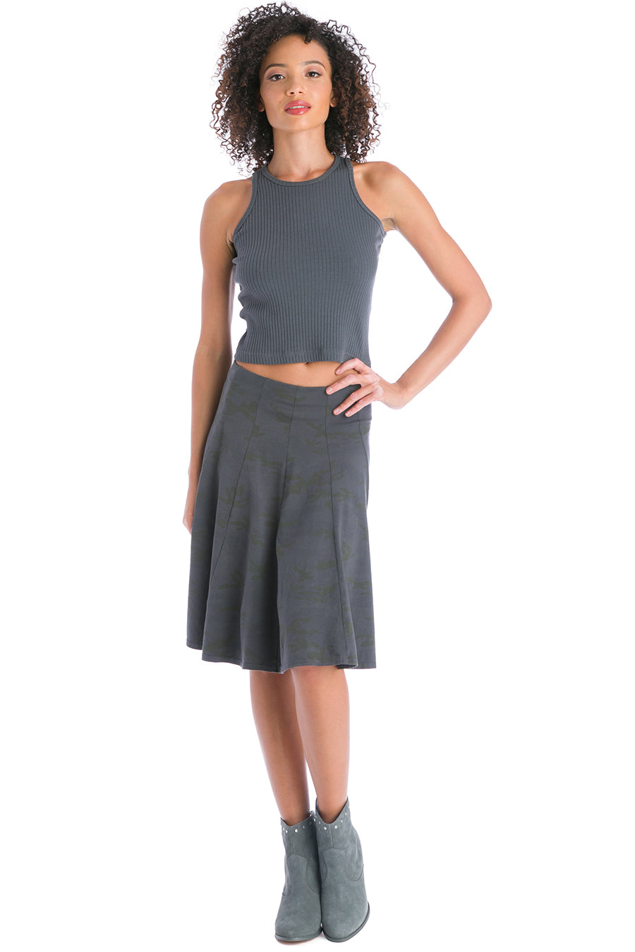 Hard Tail Forever Camo Fit 'N Flare Skirt - Onyx