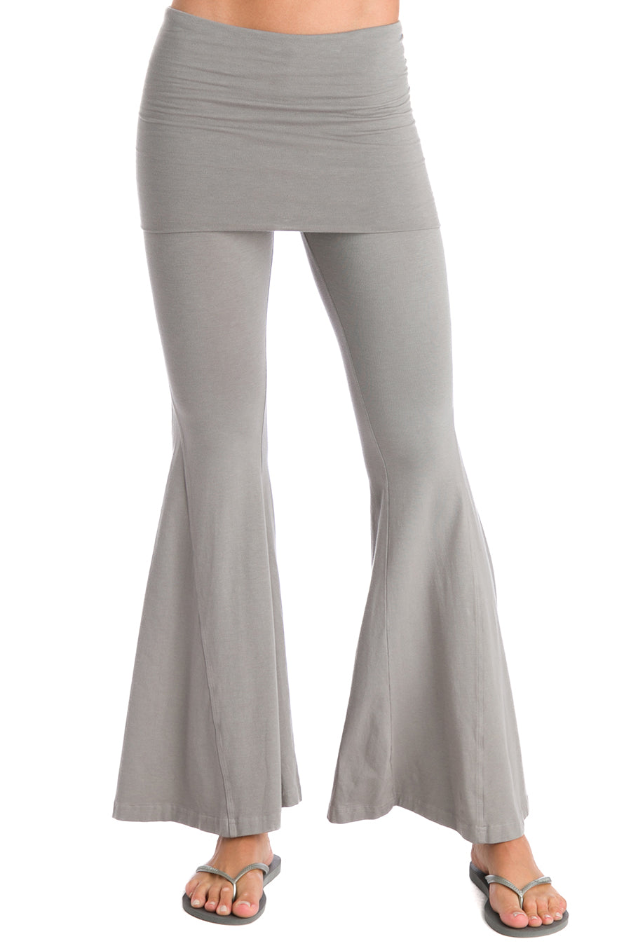 Hard Tail Forever Contour Rolldown Hippie Chick Flare Pants - Nickel