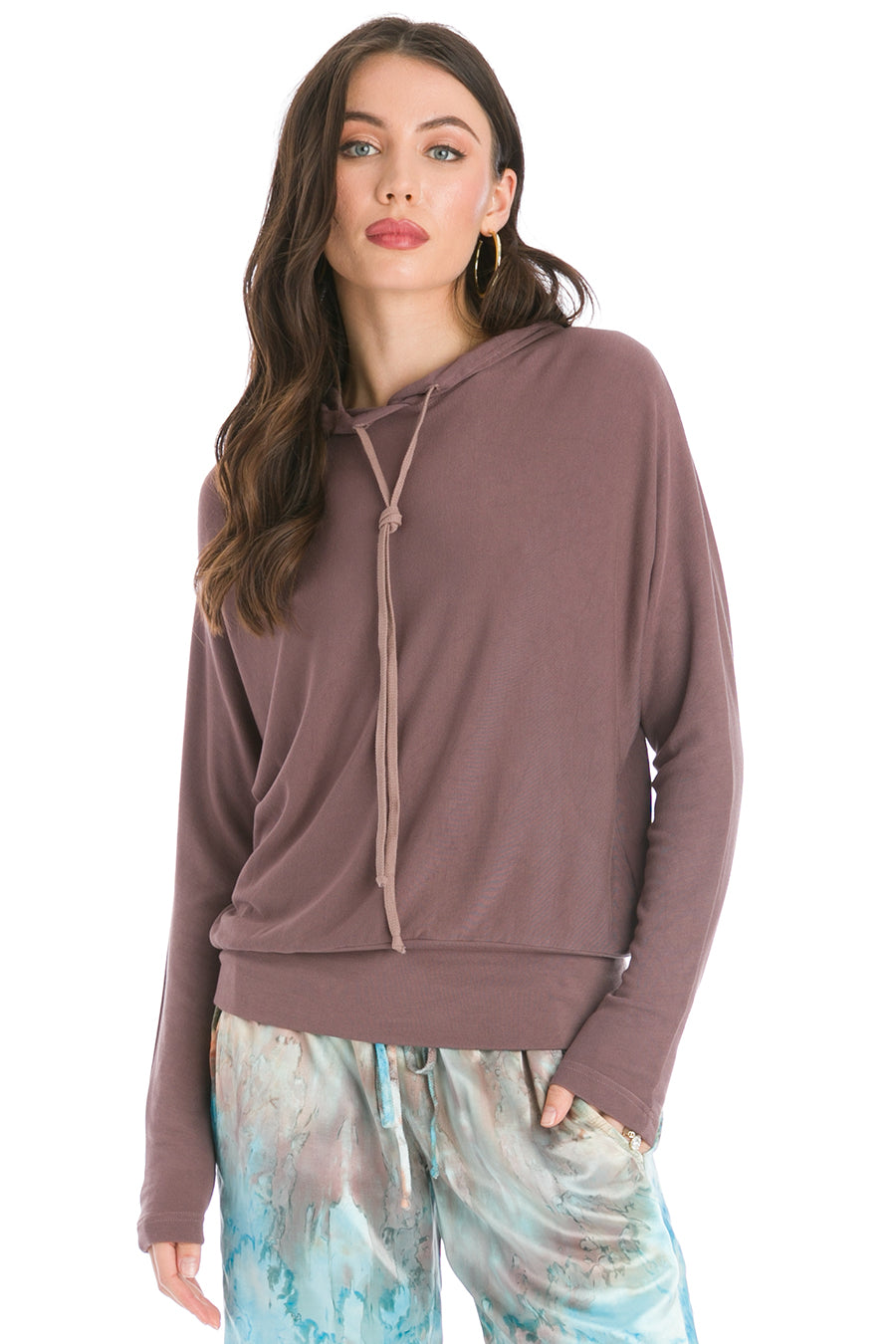 Hard Tail Forever Luxe Banded Pullover Hoodie - Mocha - M