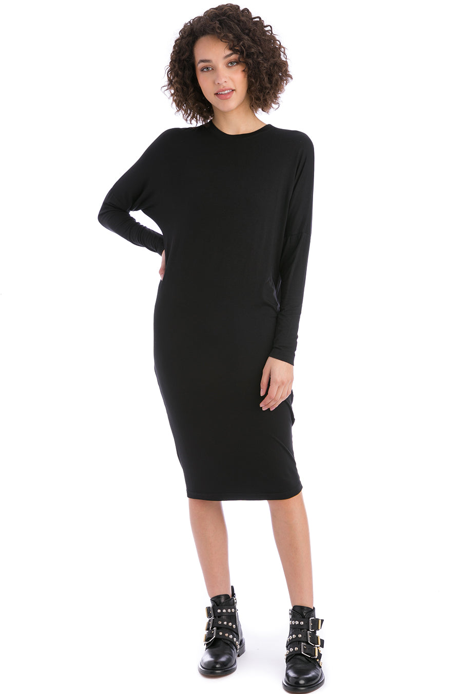 Hard Tail Forever Long Sleeve Slouchy Dress - Black - M