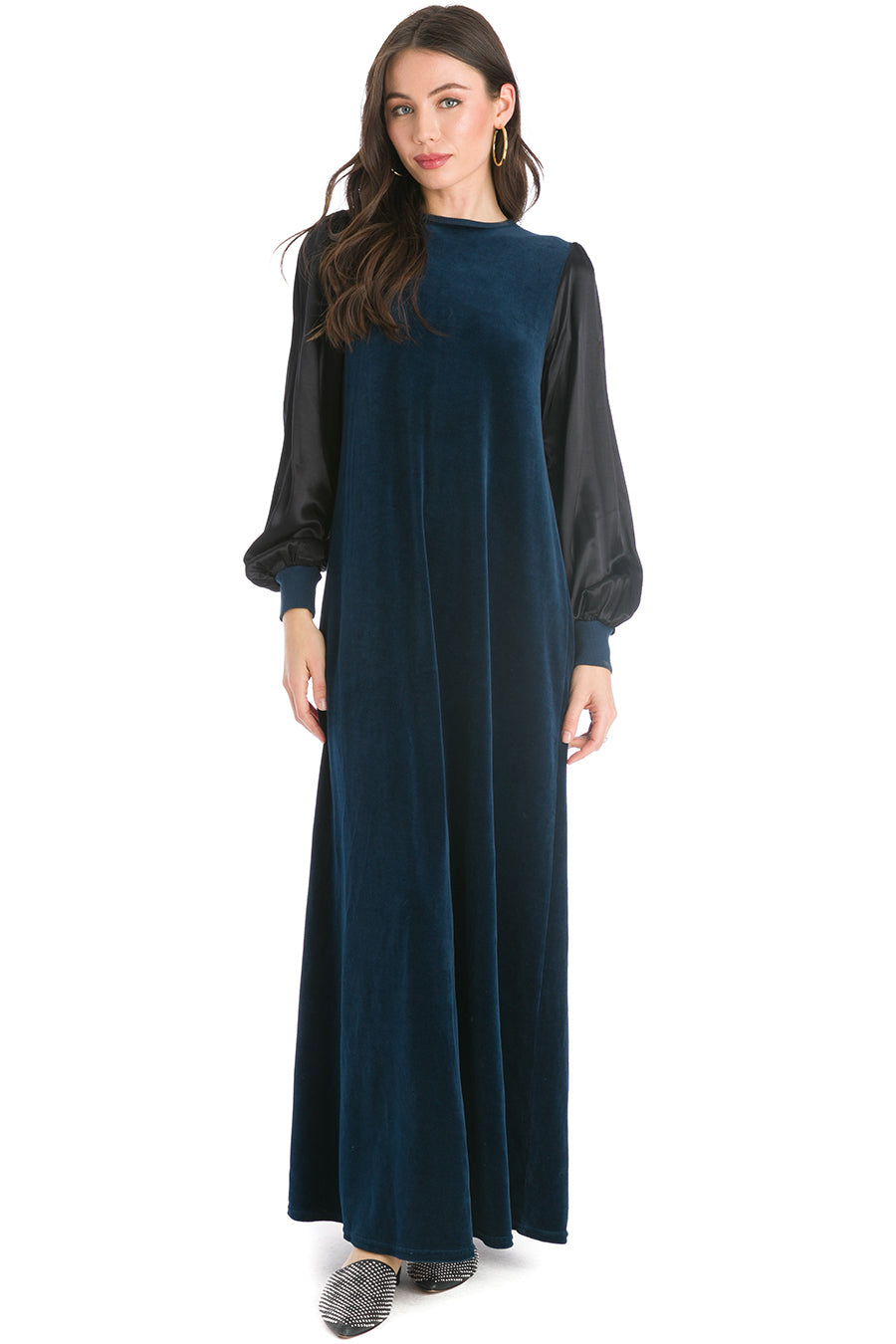 Hard Tail Forever Satin Puff Sleeve Velour Maxi Dress - Past