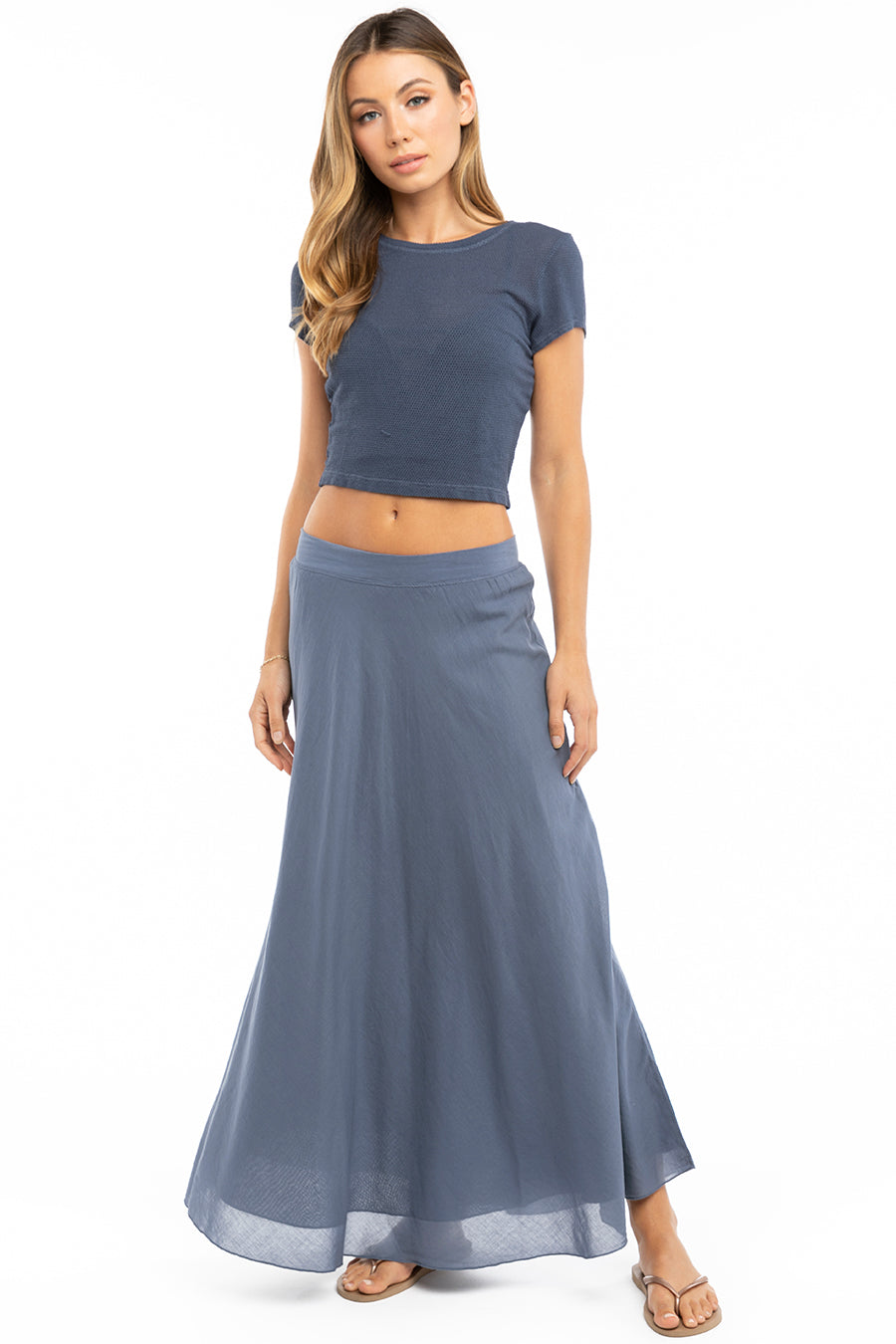 Hard Tail Forever Double Layered Sweep Voile Skirt - Dusk