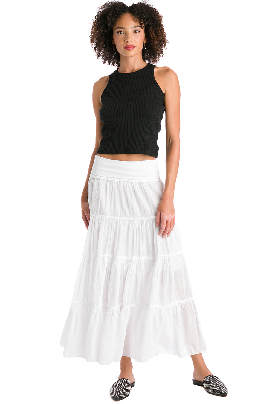 Hard Tail Forever Rolldown 5 Tier Skirt - White