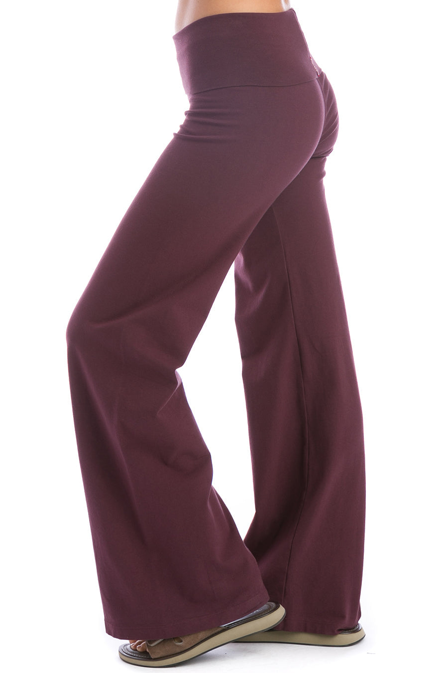 Hard Tail Forever Contour Rolldown Wide Leg Pants - Red Plum - XL