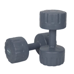 Reach PVC Dumbbell Set Weights| Pack of 2 For Strength Training Home Gym Fitness & Full Body Workout | Easy Grip & Anti- slip Dumbbell for Weight loss (2kg, Grey)