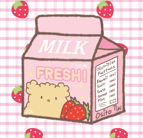 osito strawberry milk carton pink plaid