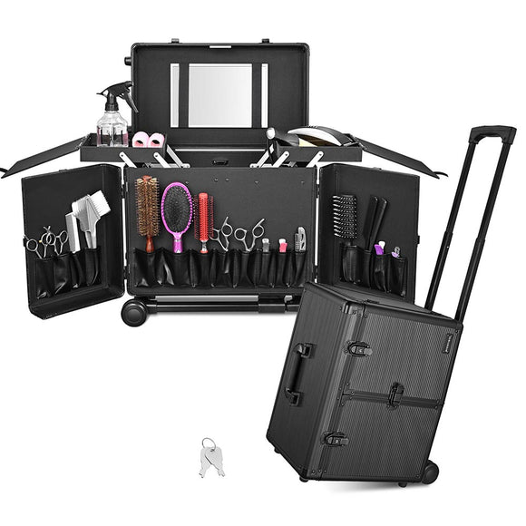 Byootique Essential Foldable Makeup Train Case Acrylic Brush Holder