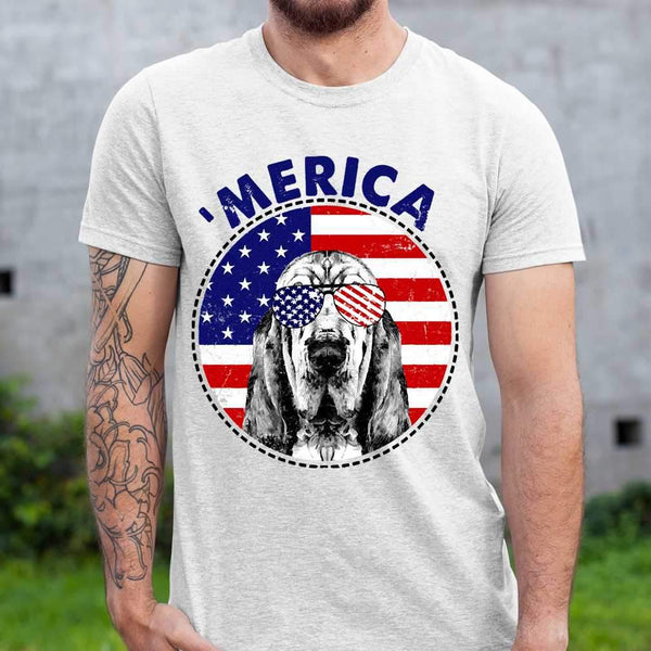 Bloodhoound 'Merica Flag Sunglasses Vintage 4th of July USA T-shirt S By AllezyShirt