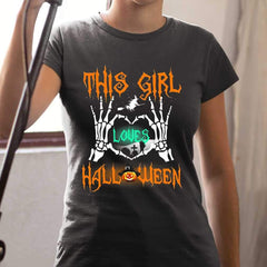 This Girl Loves Halloween Skeleton T Shirt Unisex Tee From Allezyshirt - skeleton girl halloween shirt roblox