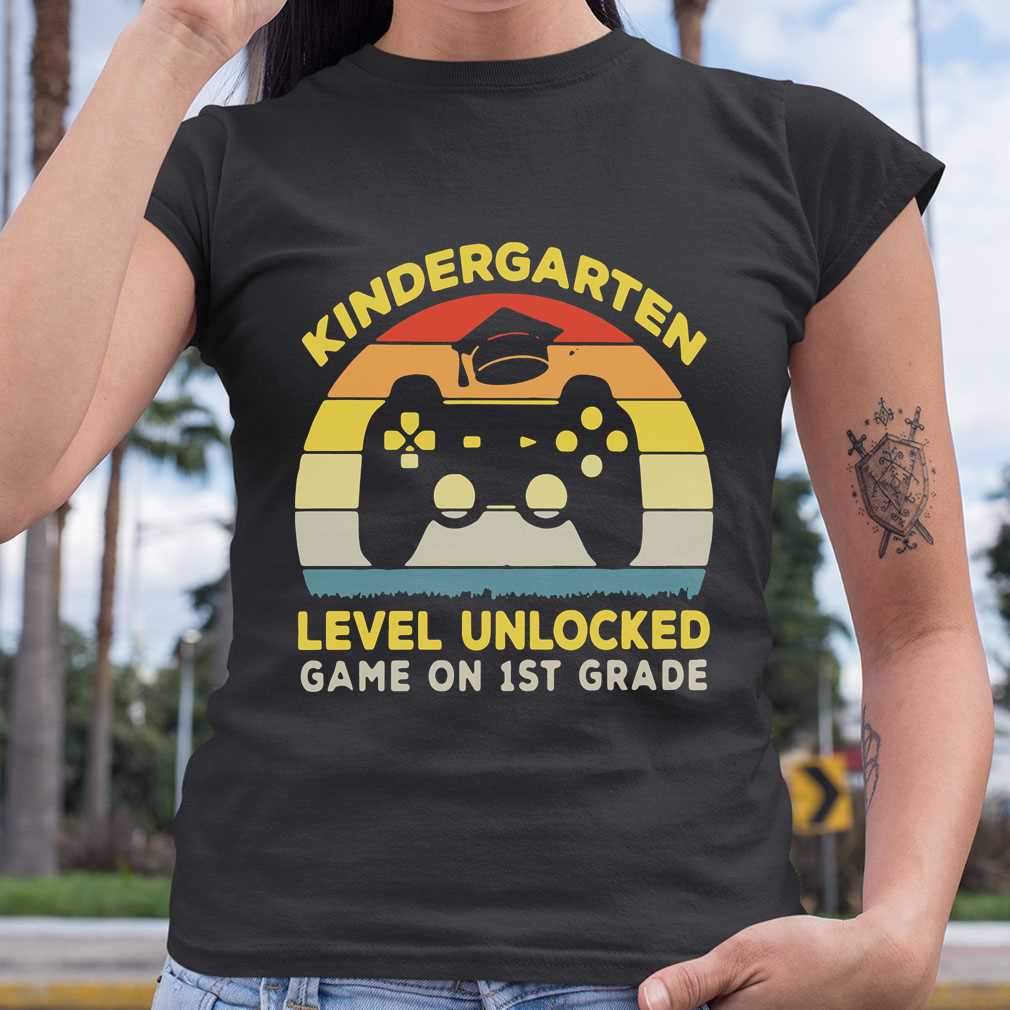 Vintage Kindergarten Level Unlocked Game On 1st Grade Vintage T Shirt Unisex Tee From Allezyshirt