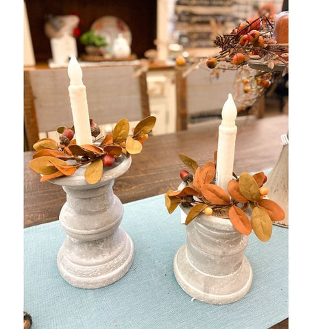 Metal Candlestick Holders Set of 2, Rustic Pinecone Taper Candle Holders,  Pine Cone and Bell Decorative Candle Sticks Holder for Dining Room Table