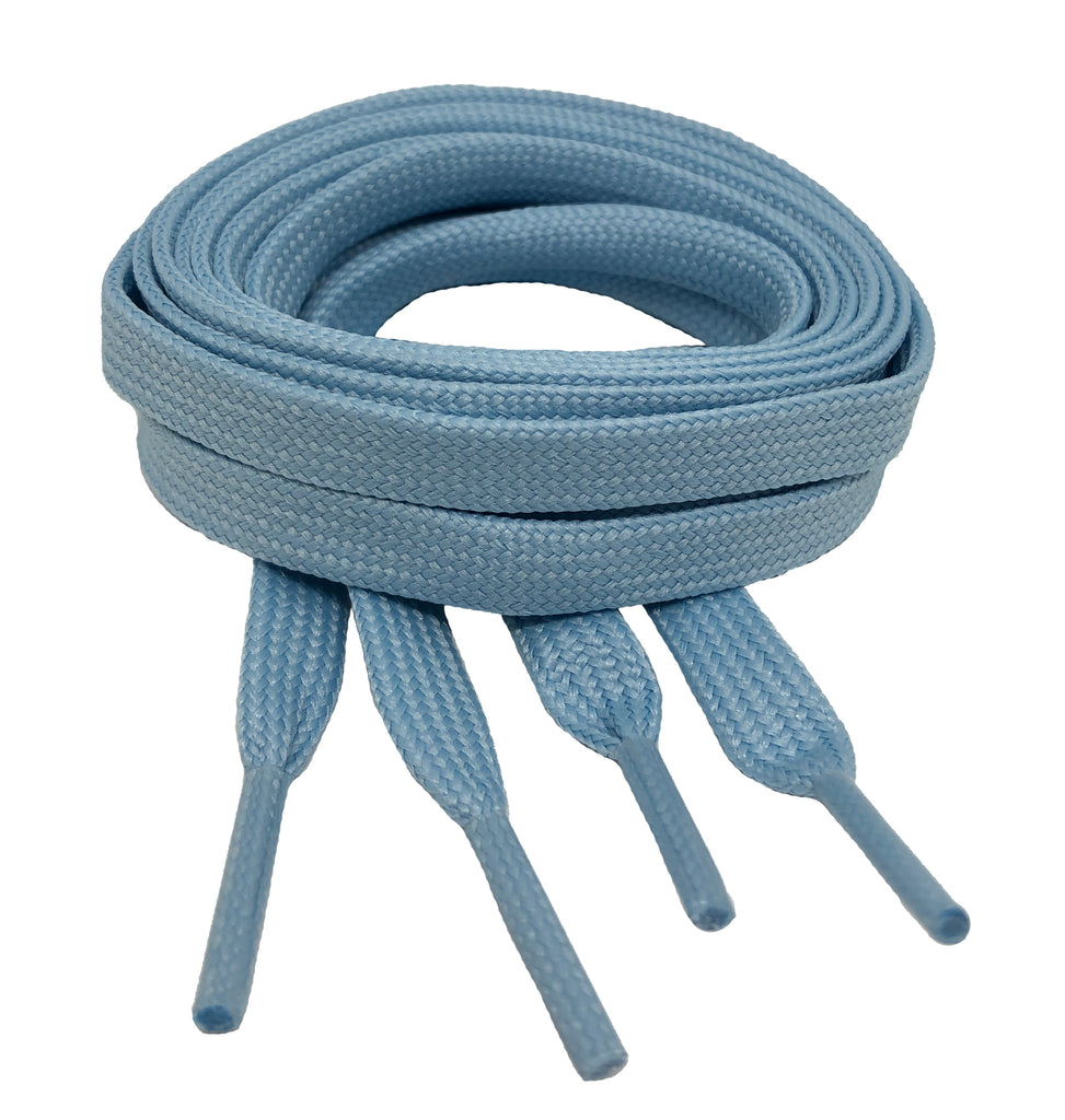 Flat Baby Blue Shoelaces - 8mm wide 