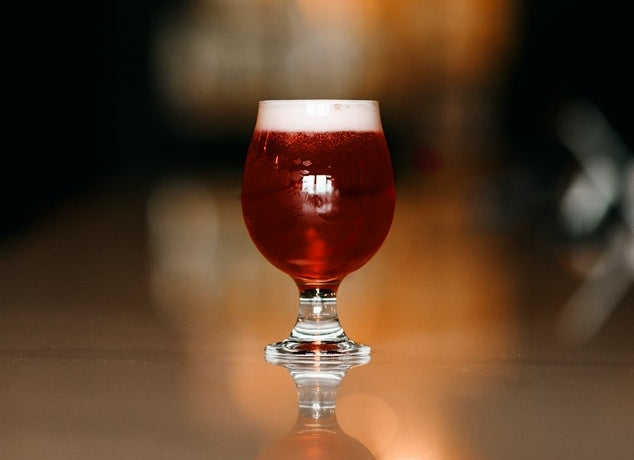 A cold glass of dark german bock beer 