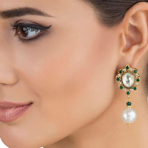 Gold Pearl Earrings Bridal  Pearl Earring Drop Zircon Gold - Elegant Women  Pearl - Aliexpress