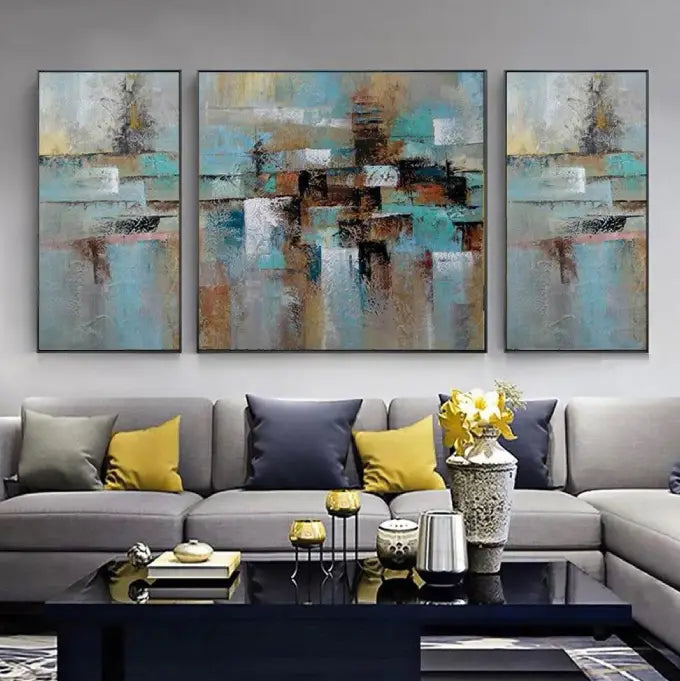 Canvas set of three abstract wall art pieces