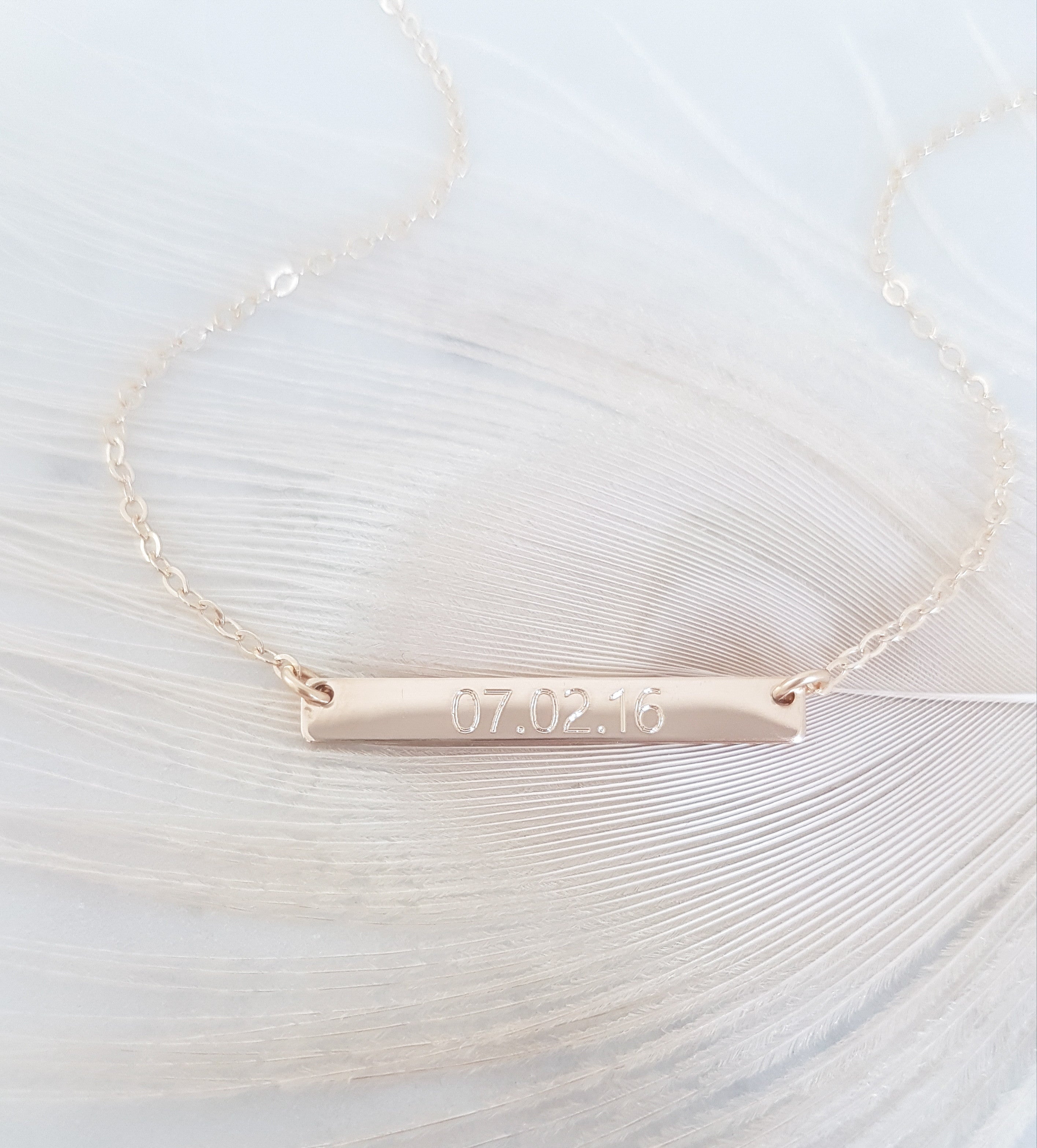 bar necklace with birth date