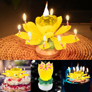 Multicolor Rotating Lotus Cake Candle