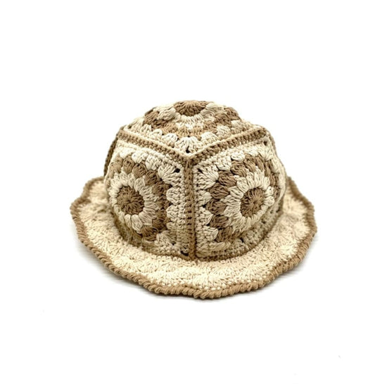 Cream to Brown Ombré Big Ruffle Handmade Crochet Bucket Hat