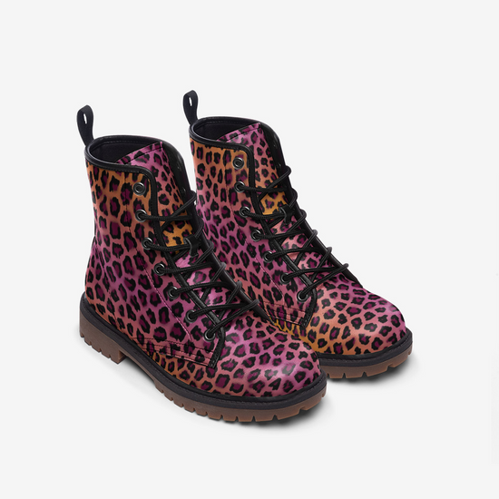 Vivid Cheetah Lace Up Boots