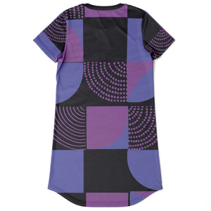 
            
                Load image into Gallery viewer, Blue Violet Black Geometric T Shirt Dress
            
        