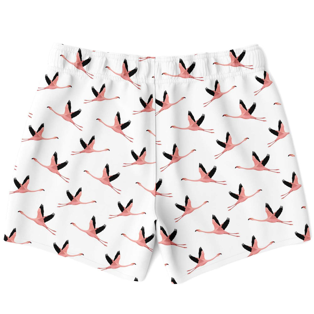 Flying Flamingos White Swim Shorts
