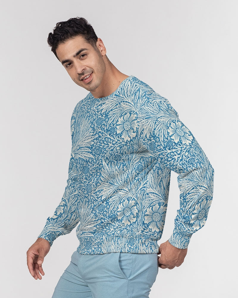 Victorian Blue Floral Men's French Terry Pullover Sweatshirt