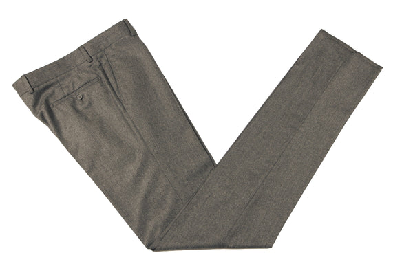 Dark Grey Single Pleat Flannel Trousers | Besnard