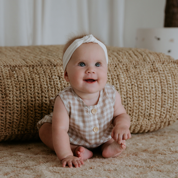 Bubble Romper - Sand Gingham