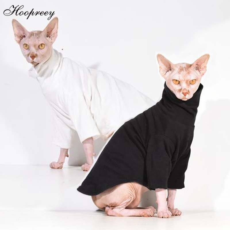 Hairless Sphinx Cat Clothes Pure Cotton Cat Hoodies High Collar Long S Babycatstore